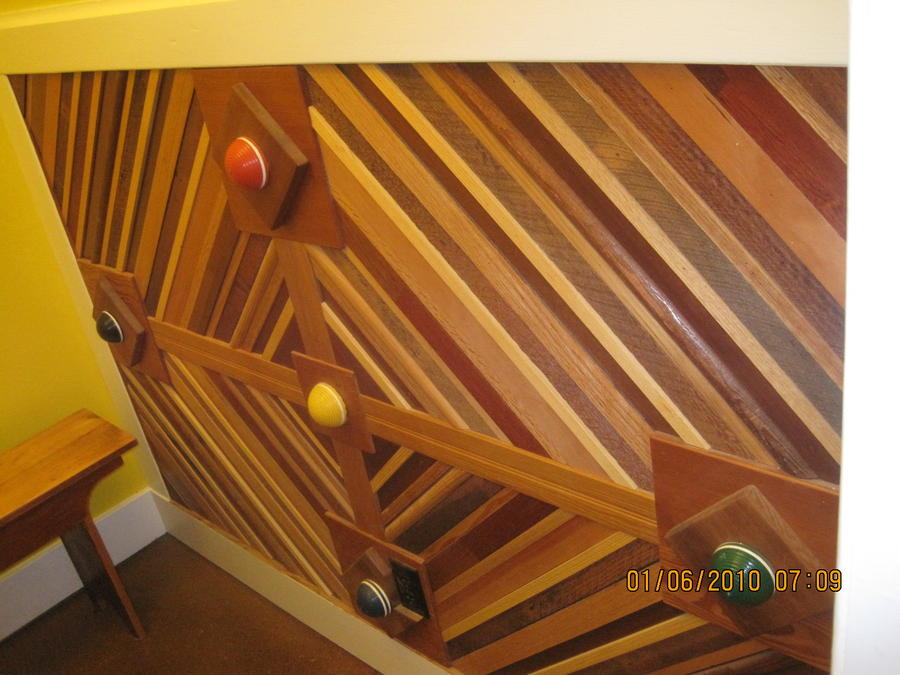 The woodwork inside the entry-way.